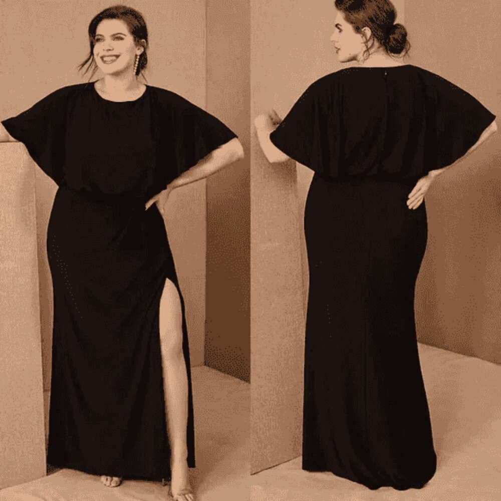 BHLDN Black Maxi Dress with Cape Sleeves - Picture 2 of 11